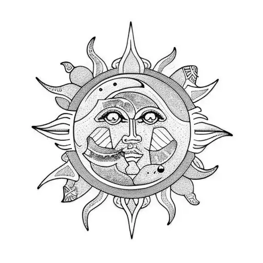 sun, moon, sea, mountain  tattoo design idea