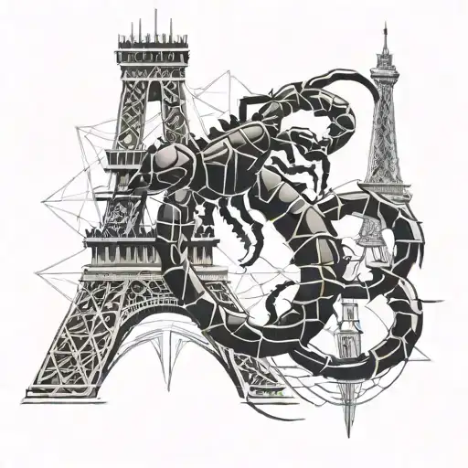 scorpion,  eiffel tower,  celtic family sign tattoo design idea