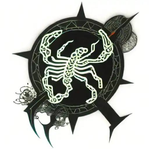 scorpion,  eiffel tower,  celtic family sign tattoo design idea