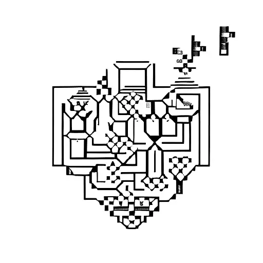 Tetris blocks forming a pixelated heart tattoo design idea