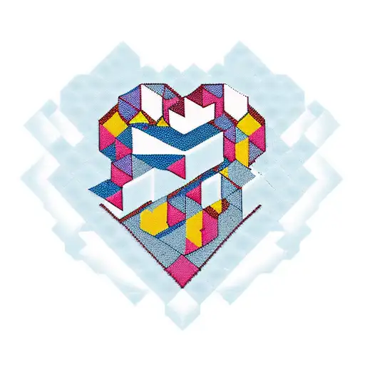 Tetris blocks forming a pixelated heart tattoo design idea