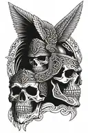 skull half Aztec warrior, half Roman soldier  tattoo design idea