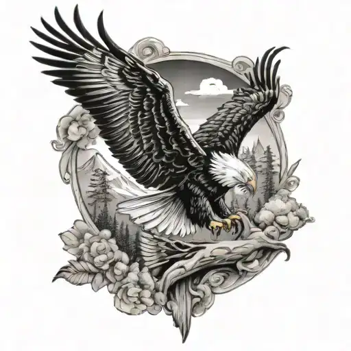 Outdoor scene featuring an eagle tattoo design idea