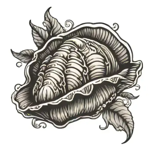 renaissance clam shell tattoo design idea