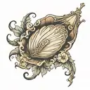 renaissance shell tattoo design idea