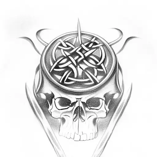 Celtic Viking skull tattoo design idea