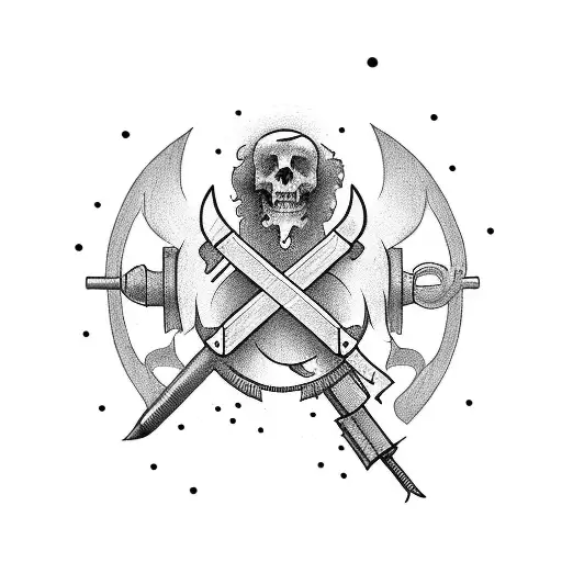 Make me a tattoo for a couple with fancy old school tattoo style slogan "partners in crime". Arrange it with a revolver, tattoo design idea