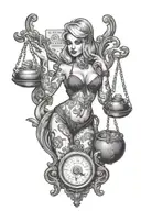 money bag bitch prostitute holding the scales made tattoo design idea