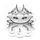 charming pumpkin encircled by graceful bats, accompanied by playful ghosts, all brought to life in rich autumnal colors. tattoo design idea