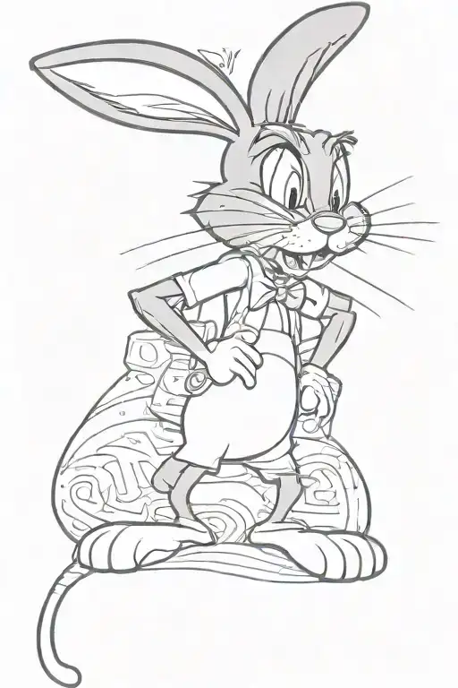 Silouhette of bugs bunny leaning on "whats up doc?" tattoo design idea