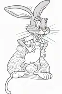 Silouhette of bugs bunny leaning on "whats up doc?" tattoo design idea