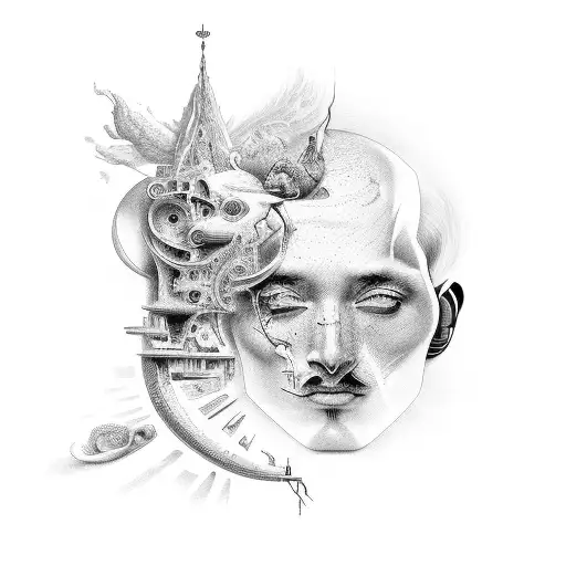 dali tattoo reference in fine line tattoo design idea