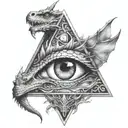 triangle Illuminati eyes like fire breathing dragon tattoo design idea