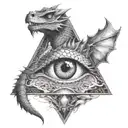 triangle Illuminati eyes like fire breathing dragon tattoo design idea