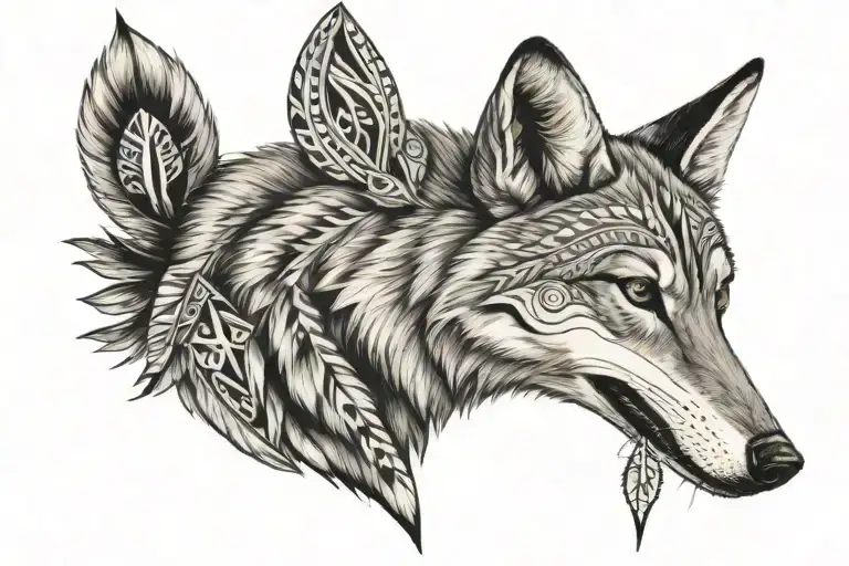Native American coyote tattoo design idea