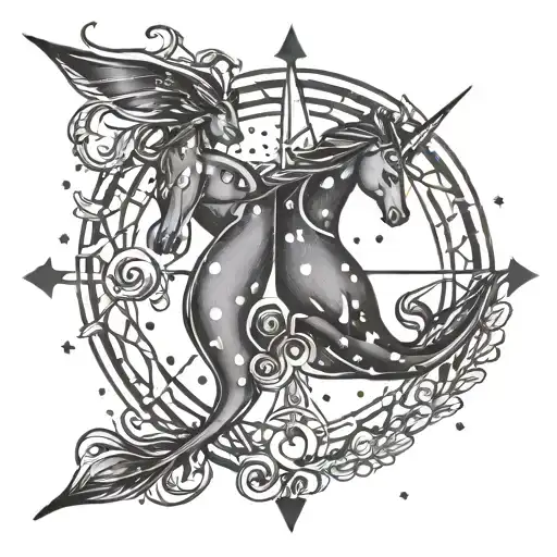 Sagittarius Pisces constellation intertwined tattoo design idea