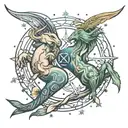 Sagittarius Pisces constellation intertwined tattoo design idea