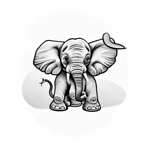 an baby elephant playing tattoo design idea