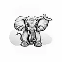 an baby elephant playing tattoo design idea