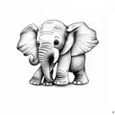 an baby elephant playing tattoo design idea