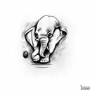 an baby elephant playing tattoo design idea