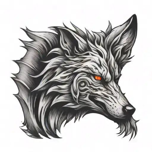 The Inner Struggle of the wolf facing its inner demons, symbolizing your struggles with self-doubt and pressure tattoo design idea