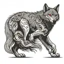 The Inner Struggle of the wolf facing its inner demons, symbolizing your struggles with self-doubt and pressure tattoo design idea