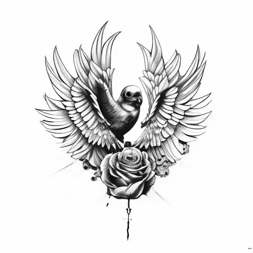 cover up for a bird with open wings and a skull in it on the top of the hand tattoo design idea