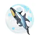 killer whale tail in the sea under the moon tattoo design idea