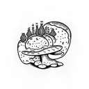 single fly agaric mushroom colorful tattoo design idea