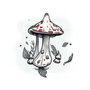 single fly agaric mushroom colorful tattoo design idea