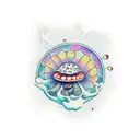 single fly agaric mushroom colorful tattoo design idea