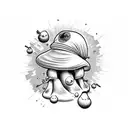 single fly agaric mushroom colorful tattoo design idea