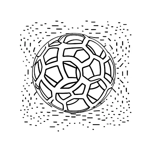 A minimalist design of a soccer ball surrounded by family members, symbolizing the importance of both soccer and family in your life tattoo design idea