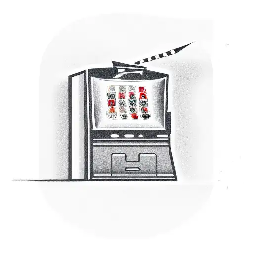 A slot machine with movie scenes as symbols tattoo design idea