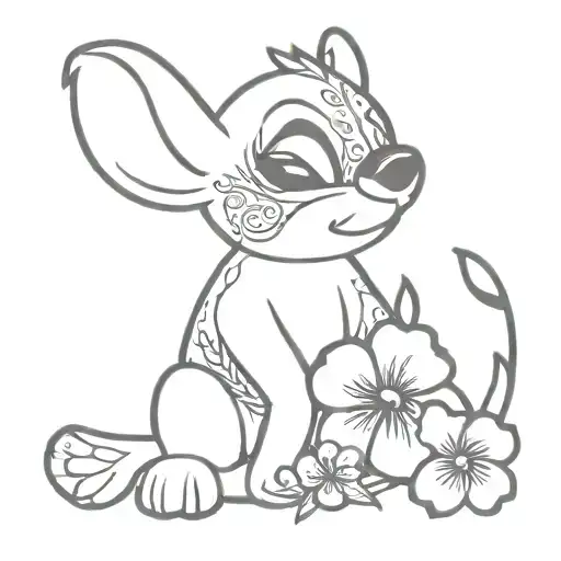 ohana , suicide awareness colors , stitch disney , flowers tattoo design idea