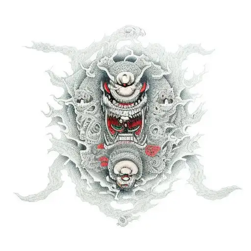 3 monsters representing fears tattoo design idea