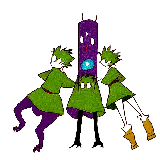 3 monsters representing fears tattoo design idea