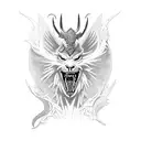 Fierce battle between a mythical creature and a warrior tattoo design idea