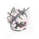 An elegant BDSM-inspired tattoo featuring Japanese rope bondage and cherry blossoms tattoo design idea