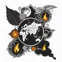 Incorporate elements of the four elements (earth, water, air, fire) into a tattoo design  tattoo design idea