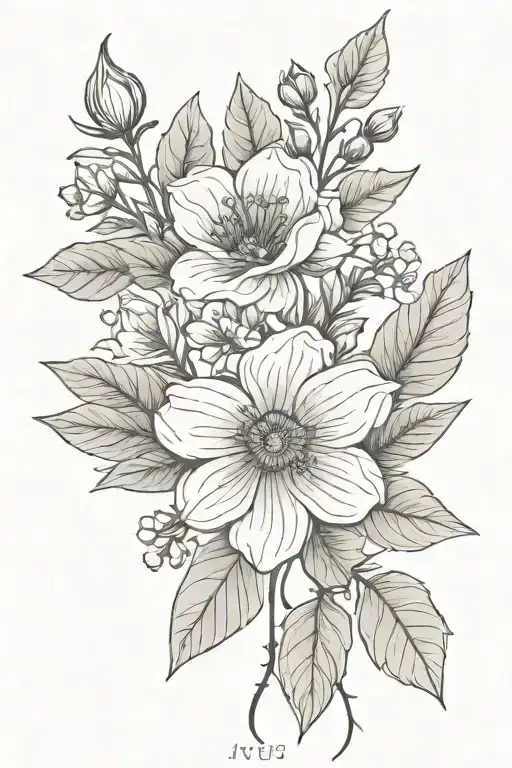 November and July birth flower tattoo design idea