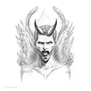 hubris and consequences, lucifer as a human with wings. tattoo design idea