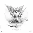 hubris and consequences, lucifer as a human with wings. tattoo design idea