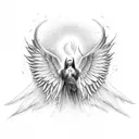 hubris and consequences, lucifer as a human with wings. tattoo design idea