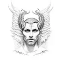 hubris and consequences, lucifer as a human with wings. tattoo design idea