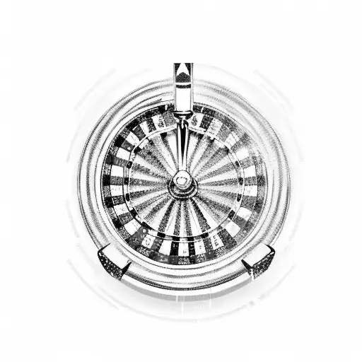 poker cards and chips on a roulette wheel tattoo design idea