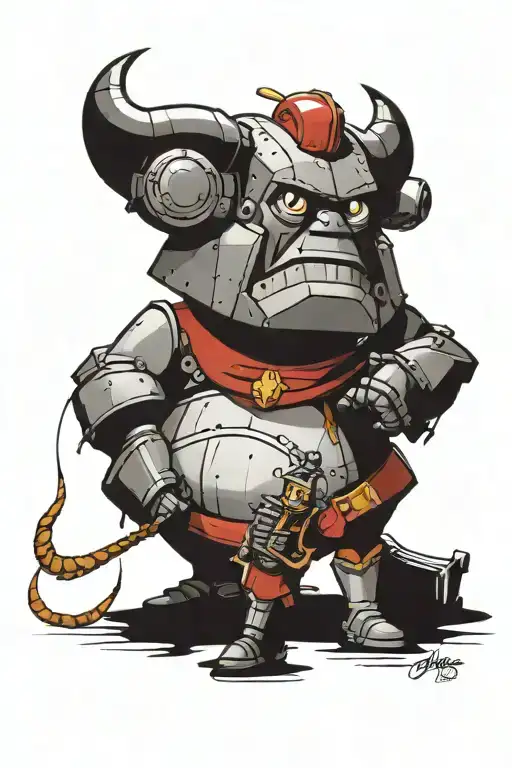 the iron giant from the warner bros movie as a matador holding a muleta and bullfitghing but instead of a bull its a sco tattoo design idea