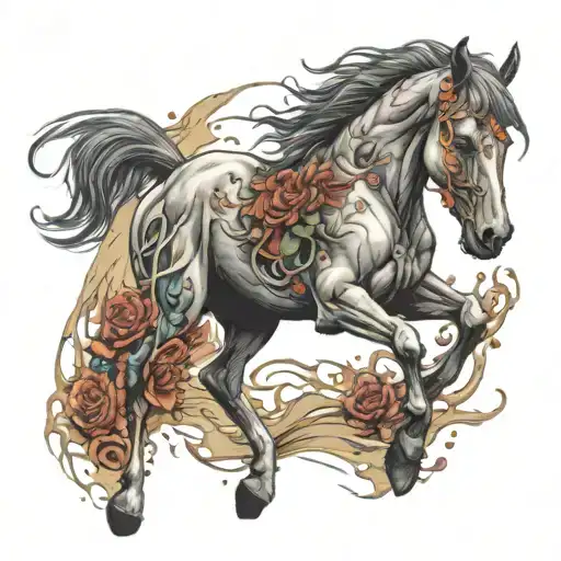 undead horse tattoo design idea