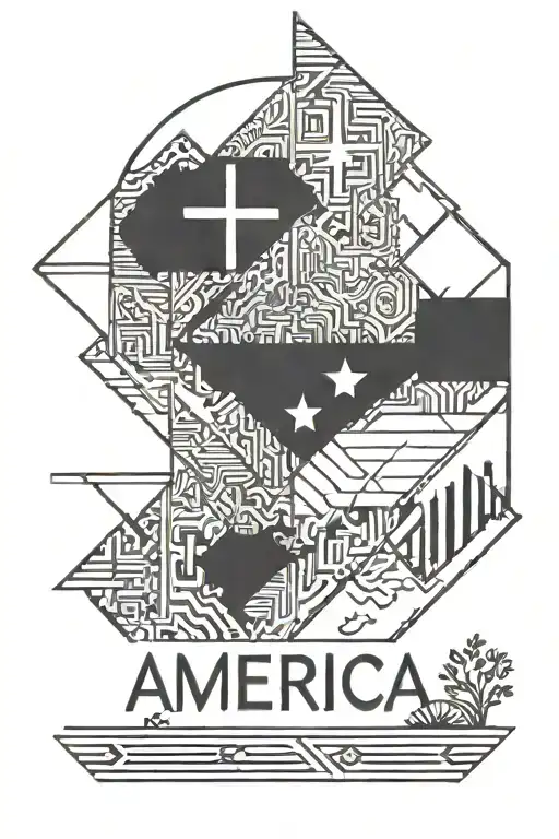 America, Jesus, name Savanna Madelyn written horizontally tattoo design idea